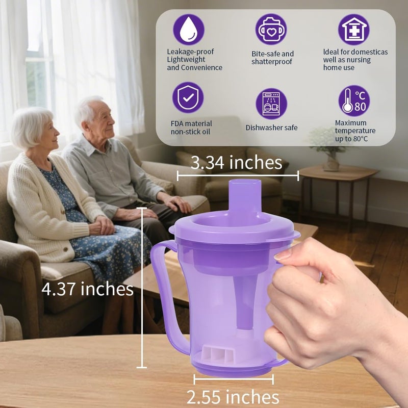 Ehucon dysphagia regulating drinking cup for elderly with difficulty swallowing,with 5cc and 10cc sip cup,assistive devices liquids only,No thickener is Used (Purple-Lid+Body,Pack of 1) - Image 3